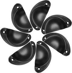 12 Pack Drawer Cup Pulls 2.5 Inch Hole Centers, Black Cabinet Pull Handles Kitch