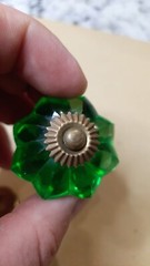 LOT 2 GREEN & Black ROUND WITH 9 SEGMENTED POINTS, BRONZE ACCENTS