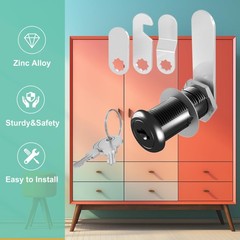 inBovoga 6 Pcs Cabinet Locks with Keys, 1-1/2” Cam Lock 1-1/2 Inch, Black