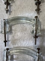 Antique Glass Cabinet, Drawer Pulls Original Vintage Set Of 6