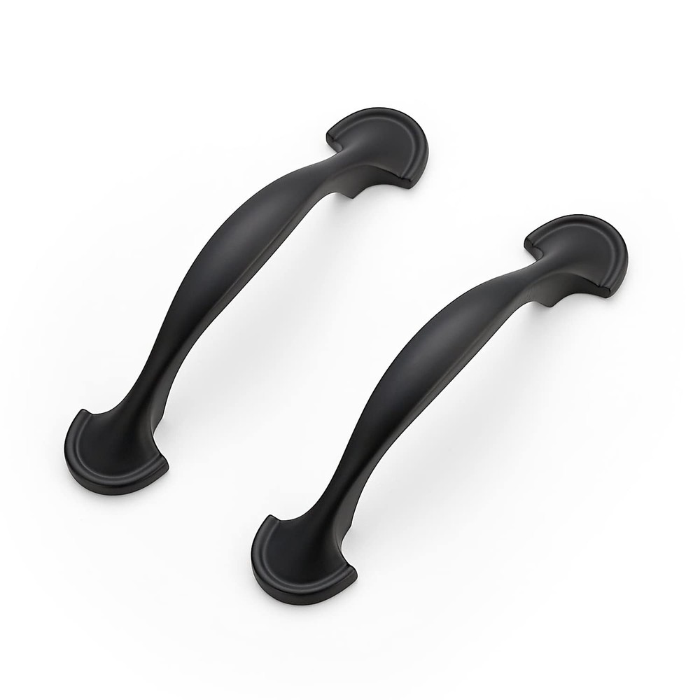 30 Pack 3 Inch Rounded Foot Arch Cabinet Handles, Matte Black, Curved Pulls
