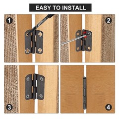 Auvotuis 48Pcs 1 Inch Length Black Metal Butt Hinges, Flat Small Door Hinge F…
