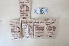 6 Pair Amerock Red Line flush cabinet door hinge chrome plate Deco NOS Vintage