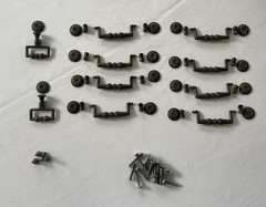 Vintage Antique Brass Drawer Pull Hardware Lot – 8 Pulls 2 Ring Pulls Rosettes