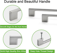 TUNNY 10 Pack Classic Cabinet Handles-3″/76mm Screw Spacing Brushed Nickel Furni