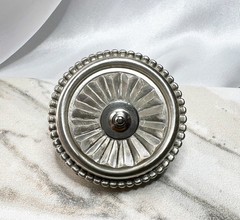 Set of 10 Architectural Fluted Lucite-Style Knobs | Brushed Nickel Rosette