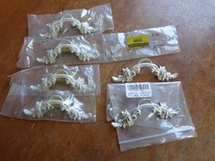 6 Vintage French Provincial Drawer Cabinet Door Handle Pulls Ivory Silver