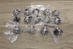 Lot Of 14 Brushed Nickel Round Cabinet Knob Drawer Pull 1 1/2”x 1 1/2″ No Screws