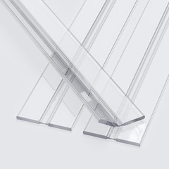 3x Clear 200mm (7 7/8 in) Low Profile Flexible Living Hinges