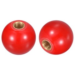 5Pcs M8 Copper Thread 30mm Dia Threaded Ball Knobs for Machine Handle, Red