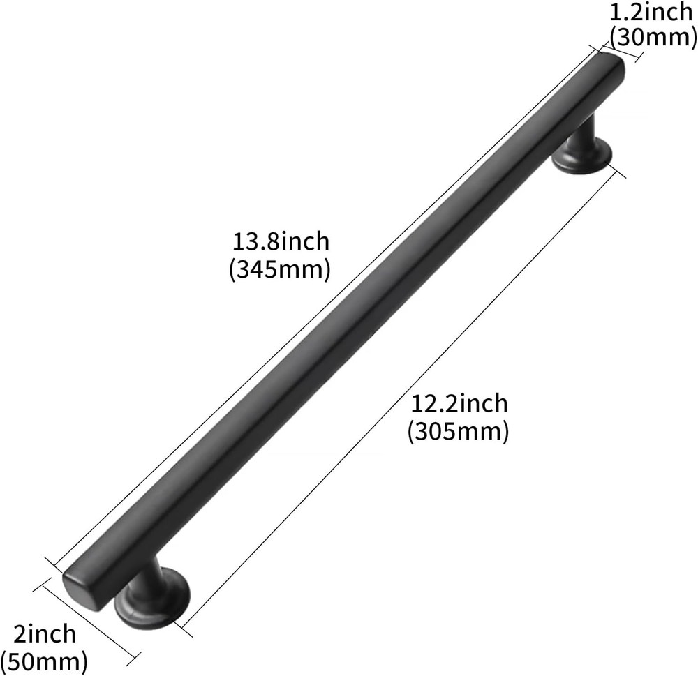 12″ Matte Black Cabinet Pulls 3pk Heavy Duty Square