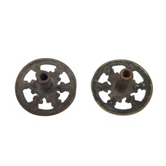 Lot of 2 Ornate Design Vintage Cast Iron Round Knobs Hardware Victorian