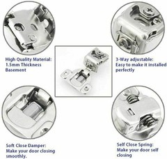 100 PCS Overlay Soft Close Face Frame 105° Compact Cabinet Hinge Handware 1/2″