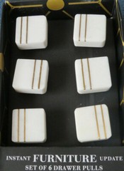 Square Stone w/Brass Knobs/Drawer Pulls Set of 6 By Instant Furniture Update