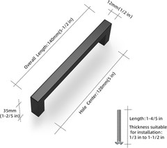 Matte Black 5 Inch Cabinet Handles, 30 Pack Cabinet Pulls | Square Kitchen Cabin