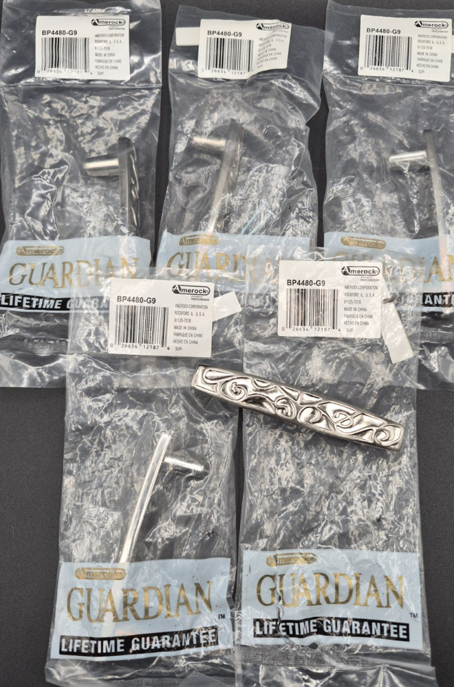 (5) Amerock BP4480-G9 Ambrosia Cabinet Handle Pull Sterling Nickel Finish Lot