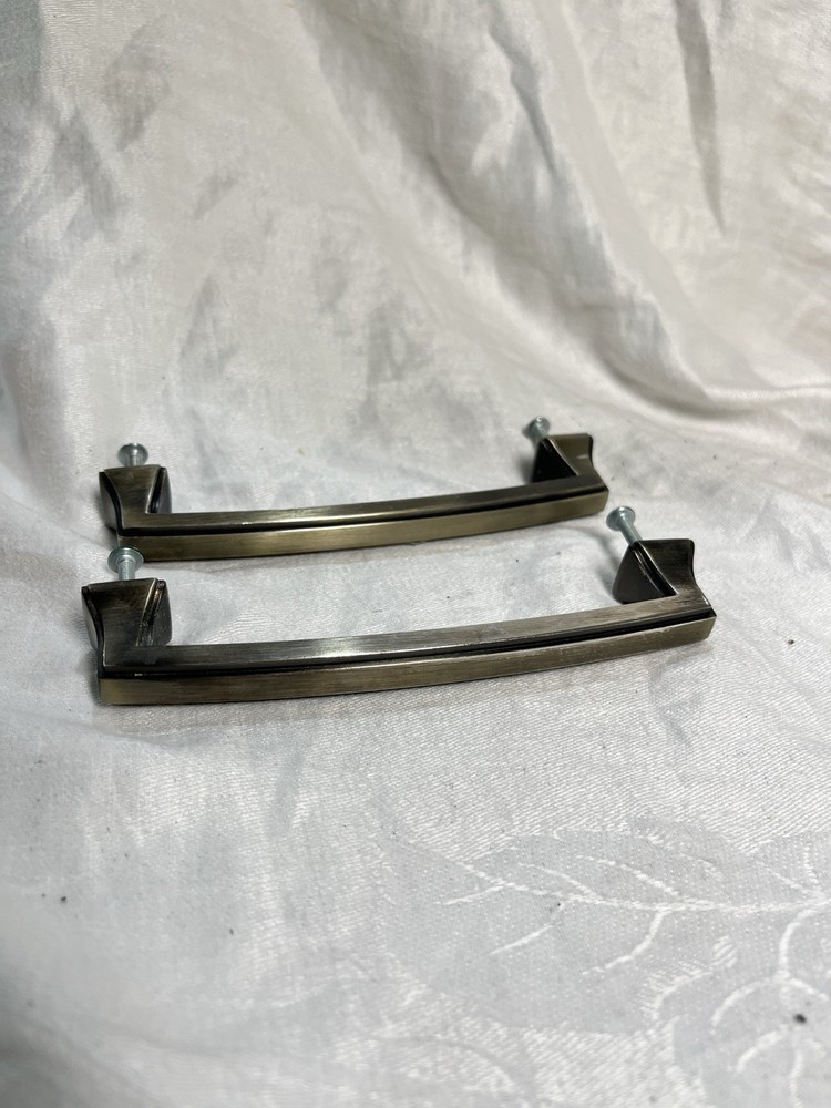 2 Aged Brass Color Medal Drawer Handles Cabinet Pulls 5”