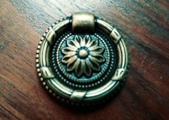 Brass FURNITURE Hardware Drawer Ring Pull w/ Backplate Bosetti Marella Italy