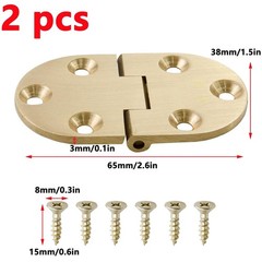 Brass Butler Tray Hinge 2.6″ x 1.5″ Round Edge Hinge with Screws 2Pcs Butt Hinge