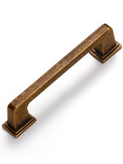 10 Pack Antique Brass Cabinet Pulls Square 3″(76mm) Hole Center Retro Vintage…