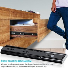 Push to Open Drawer Slides Full Extension Rail. 14 inch (27″ fully extended)