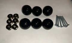 Set Of 6 Black Enamel Pull Drawer Cabinet Knob Porcelain Handle Screws Included