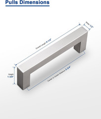 Probrico 30 Pack 3-3/4″ Hole Center Stainless Steel Cabinet Handles in Satin Nic
