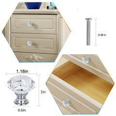 Crystal Glass Cabinet Knob Diamond Shape 30mm Drawer Cupboard Handles Pulls LOT
