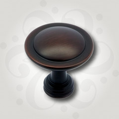 Allen Roth Aged Bronze Cabinet Knob 1-1/4” Round Transitional Stepped Zinc Hardw