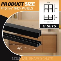 Landical 2 Sets Plastic Sliding Door Track Set for Cabinet 4 ft Long, Black