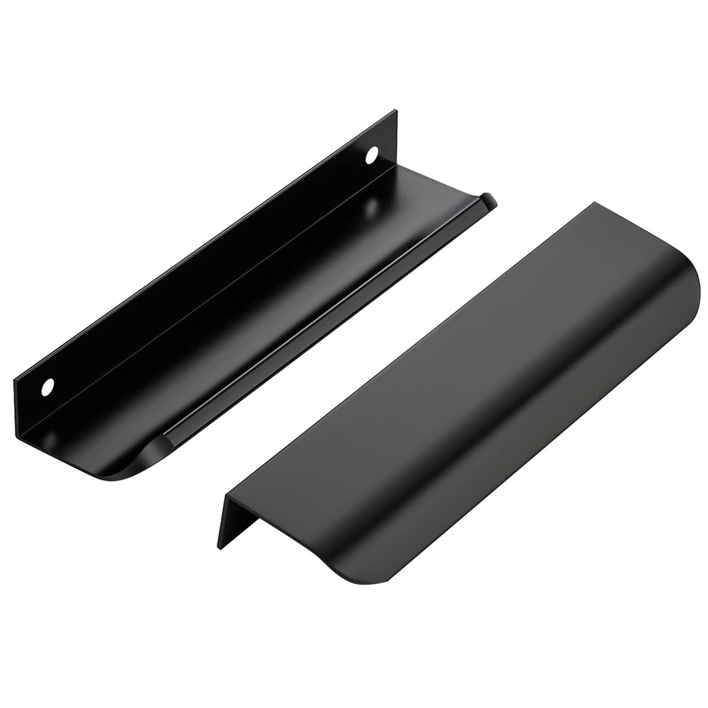 8 PCS Black Cabinet Handles 5.9 Inch Finger Edge Pulls 5 Inch Hole Center
