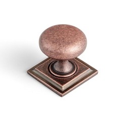 Antique Copper Zinc Alloy Cabinet Knob Backplate Single Hole Pull 6 Pack