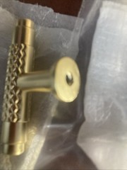 Modern Gold Knurled Brass Bar Drawer Pulls Handles 2″ w/screws NEW 10 Pcs
