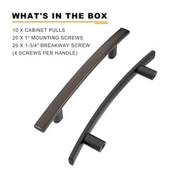 10 Pack Oil Rubbed Bronze Cabinet Handles 3.75 Inch Pulls Kitchen Hardware