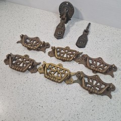 Draw Cupboard Handles Bundle Lot Brass Vintage Original Condition Collectable