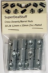 12 Cross Dowels/Barrel Nuts 1024 12mm X 10mm ZincPlated CNC