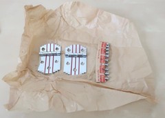 6 Pair Amerock Red Line flush cabinet door hinge chrome plate Deco NOS Vintage