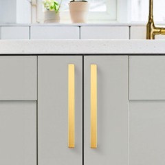 10Pack 6-3/10 Inch Brushed Gold Cabinet Pulls Stainless Steel Kitchen Cabinet…