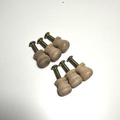 Vintage Mini Wood Wooden Knob Drawer Pull Lot of 6 Hardware Cabinet Tiny .5″