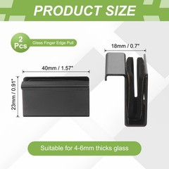 2Pcs 1.6″ Glass Finger Edge Pull Steel Window Display Door Clip Black