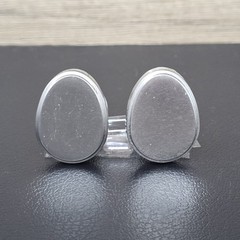 2- Oval Egg Shaped Drawer Knob Pull Satin Stainless Hardware Restoration Salvage