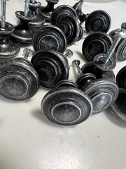 Vintage Style Black and Silver cabinet knobs – Qty 19