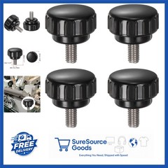 Black Knurled Thumb Screw Knobs M6 x 12mm 4pcs Stainless Steel Round Head