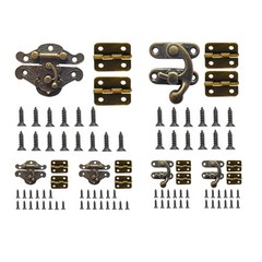 EAEDMY 18 Sets Retro Jewelry Box Hinges, Latches and Hooks for Wooden Bronze