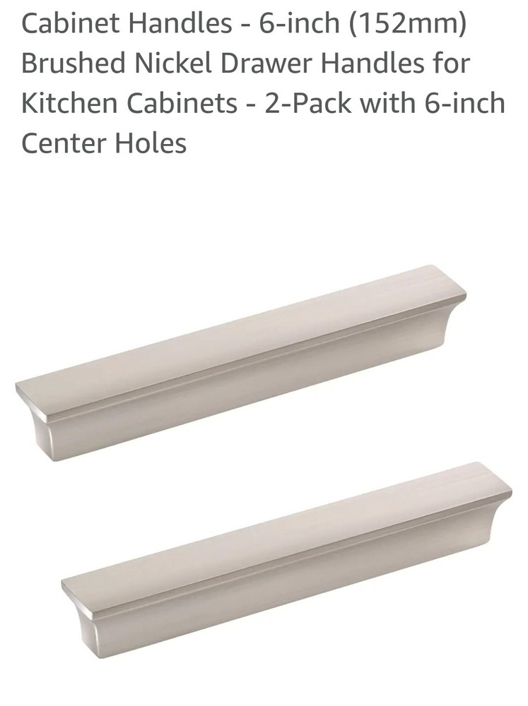 Cabinet Handles 6-inch (152mm) Brushed Nickel Drawer Handles 2 Pack
