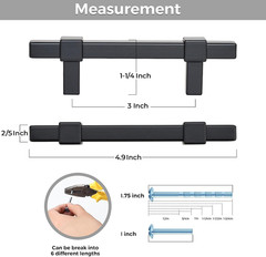 30 Pack Black Cabinet Handles – 3″ Hole Center Cabinet Pulls Matte Black Drawer