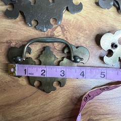 Lot 8 Vintage French Provincial Antique Brass Bail Draw Pull Handles 3″ Center
