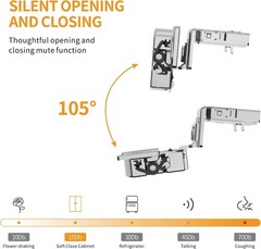 30 Pack 1-5/16″ Overlay 4D Soft Close Concealed Hinges for Face Frame Door, Adju