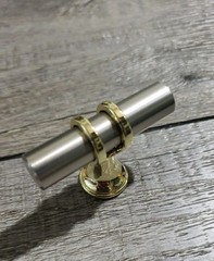 Haliwu 20 Pack Brushed Nickel/Gold Cabinet Knobs, Cabinet T-bar Knobs Handles