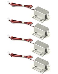 QWORK Electromagnetic Solenoid Lock, 4 Pcs Mini Door Drawer 4 Pieces, Silver
